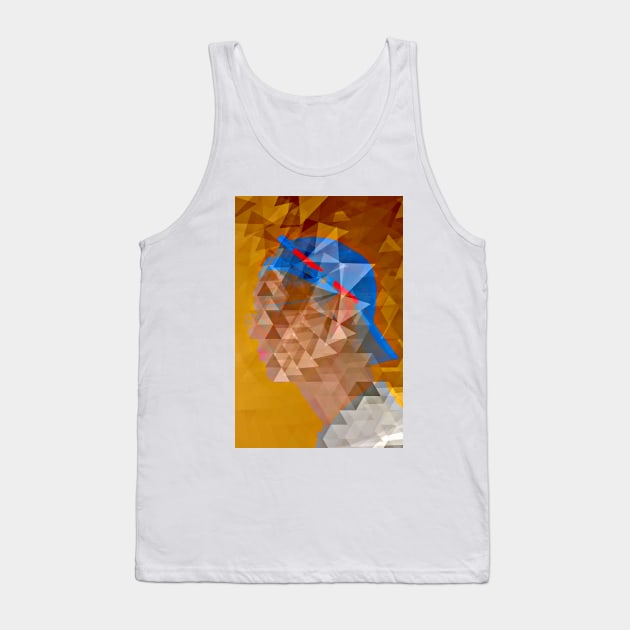 Pixelated Glitch Face Aesthetic Line Art Face Design Tank Top by DankFutura